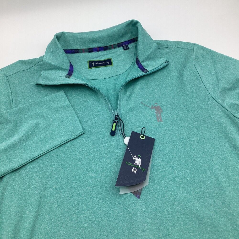 William Murray Mens Long Sleeve 1/4 Zip Golf Pullover Green Size Small NWT
